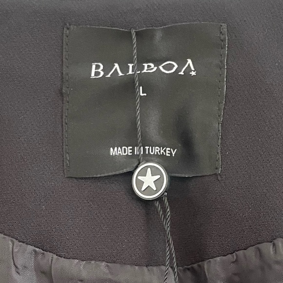 Balboa Black Long Sleeve Crop Tailored Jacket with  Criss-Cross Cutout Tie - L - Picture 3 of 5